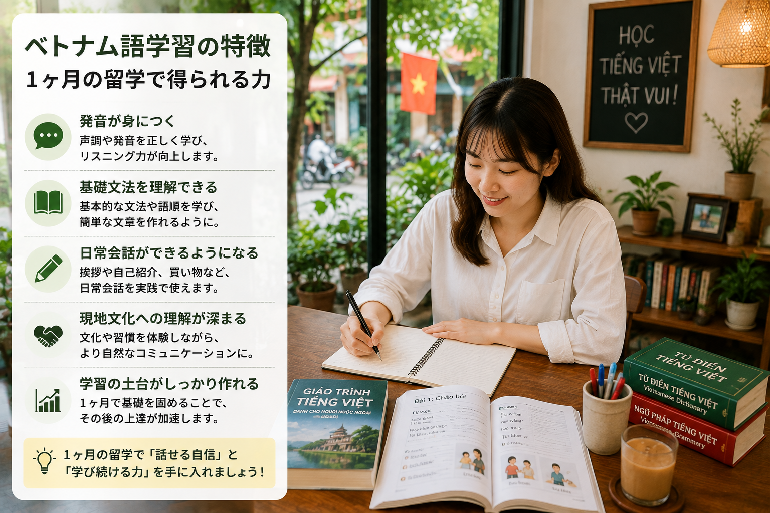 1ヶ月のベトナム語留学で身につく発音・文法・日常会話などの学習内容